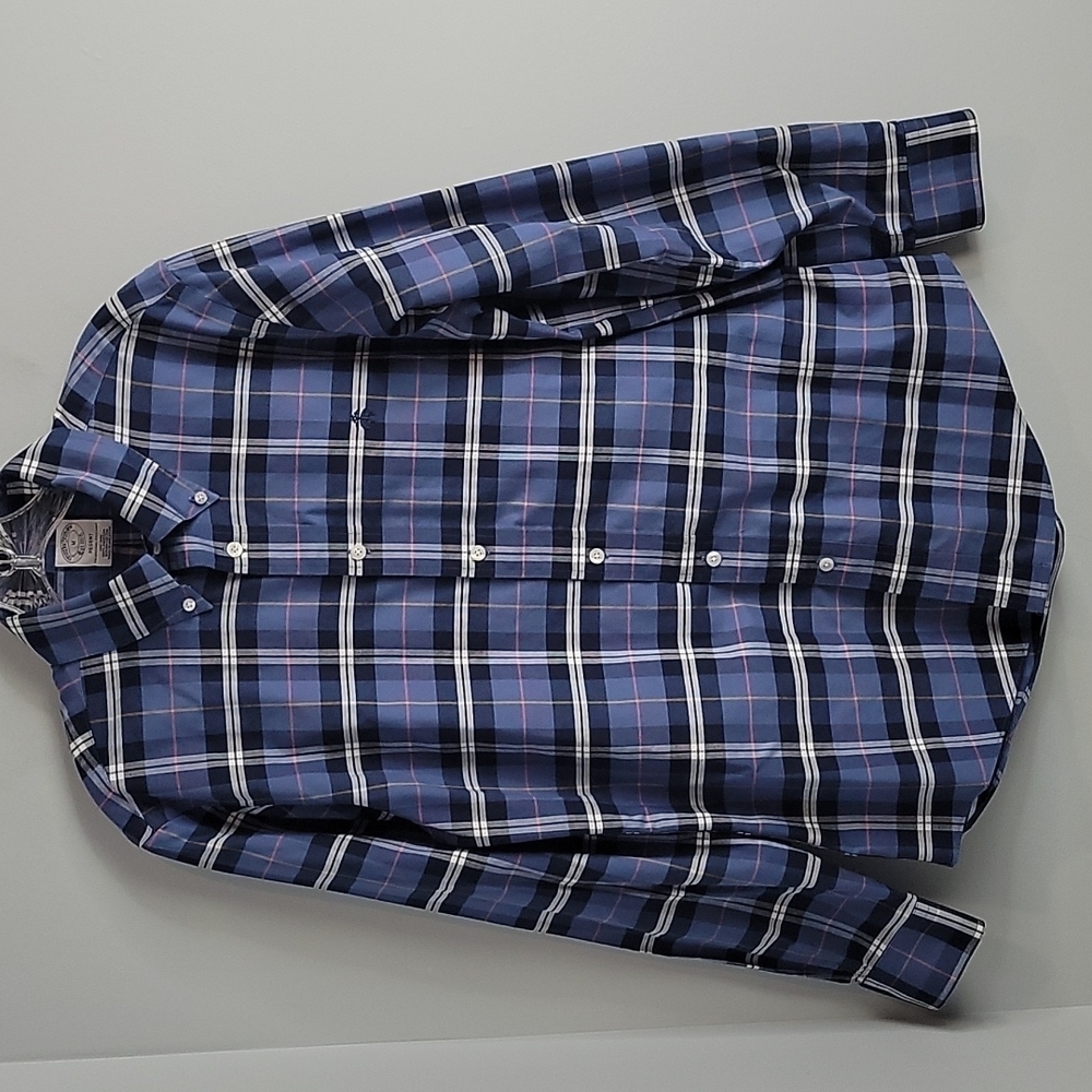 Brooks Brothers Regent Non Iron Blue Plaid Shirt M
